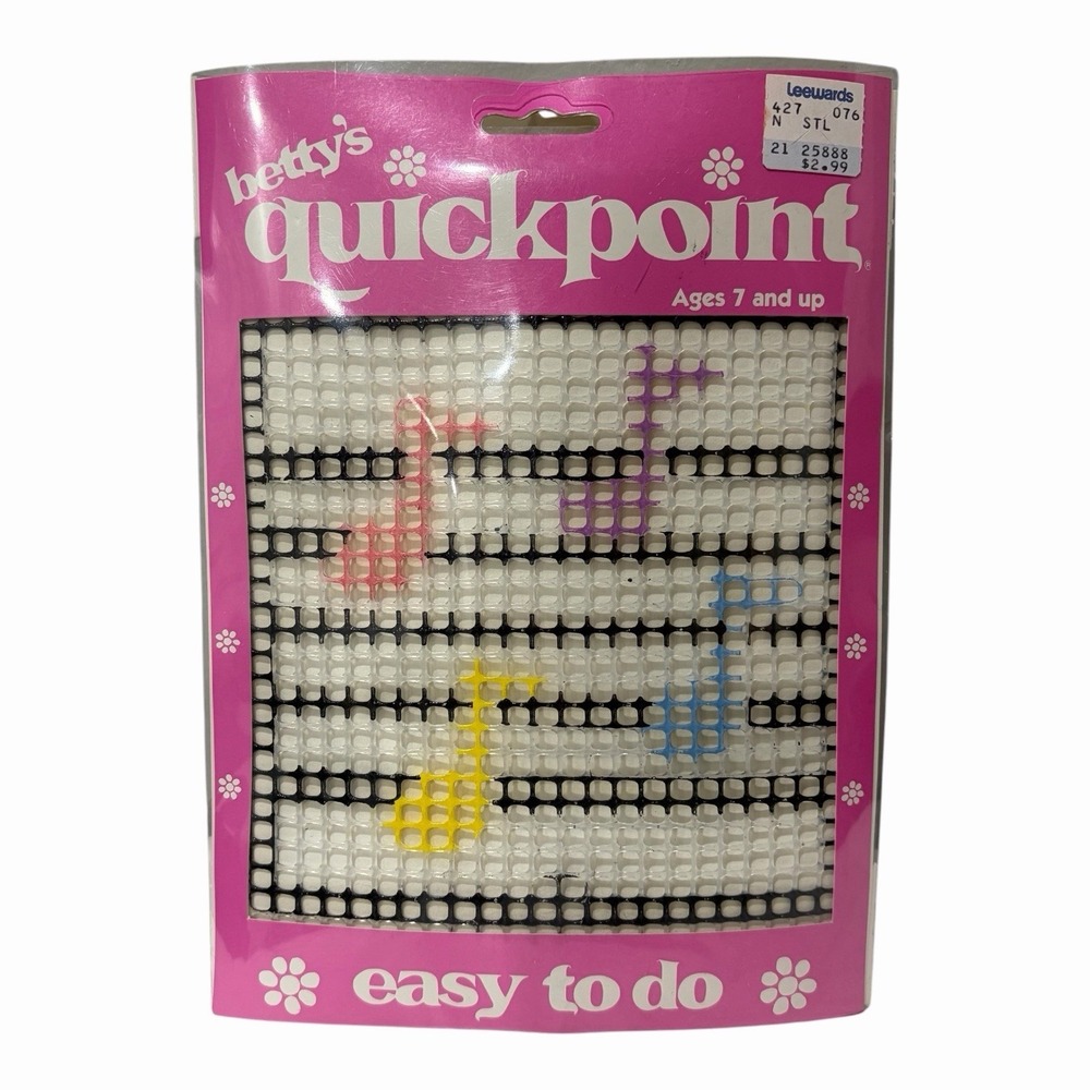 Vtg Betty's Quickpoint Needlepoint Stitchery KIT Music Notes Picture Block Latch